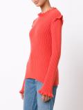 ruffled detailing ribbed pullover
