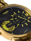 round yellow detailing analog watch