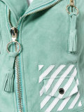 striped print biker jacket