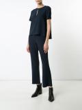 slit neck flared blouse