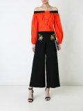 off shoulder button up blouse