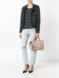 contrast stitch satchel