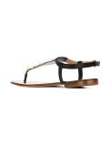 floral applique t-bar flat sandals