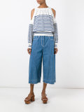 striped cold shoulder jumper