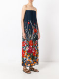 floral print strapless dress