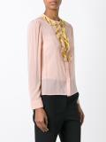 ruffled neck sheer blouse