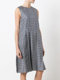 square print pleated dress
