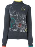'landscape' embroidery pullover