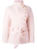 off-centre fastening belted jacket