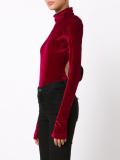 velvet effect open back bodysuit