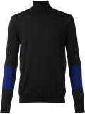 contrast sleeve turtleneck jumper