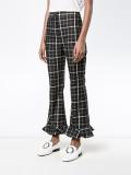 checked ruffle hem trousers