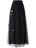 patches sheer A-line skirt