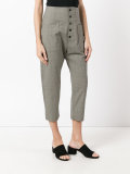 button front cropped trousers
