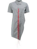 asymmetrical mixed checked shirt