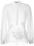 floral overlay mesh blouse