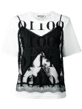 printed lace detail T-shirt