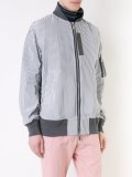 pinstriped bomber jacket