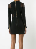 sheer detail fitted dress