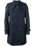 double-breasted contrast sleeves coat