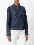 band collar denim jacket