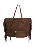 wide fringed tote bag