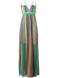 metallic pleated maxi dress