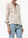 valour ruffle-trimmed floral blouse