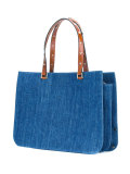 embroidered birds denim tote 
