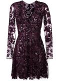 embellished floral lace mini dress