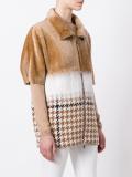 checked detail zipped coat