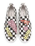 patterned checkered slip-ons