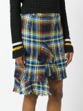 asymmetric plaid skirt