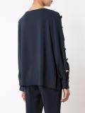 flower appliqué boatneck blouse