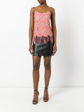 floral embroidered fringed hem top