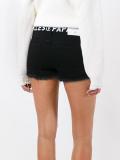 logo print denim shorts