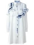 ruffled detail denim shirt