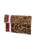 striped leopard print clutch