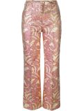 sequined pleated straight trousers
