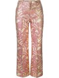 sequined pleated straight trousers