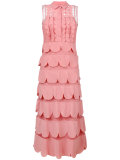 scalloped ruffle shirt-dress