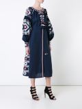 embroidered flared midi dress 