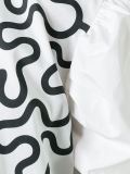 'Squiggle Print Exaggerated Sleeve'罩衫