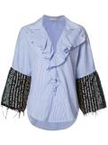 'Thin Stripe Tweed Ruffle' shirt