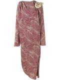 floral applique draped dress