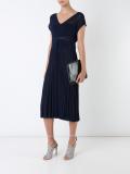 pleated rib v-neck dress