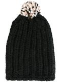 pompom ribbed beanie