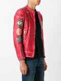 distressed logo jacket
