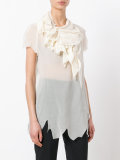 distressed draped neck T-shirt 