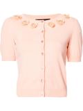 flower embellished shortsleeved cardigan